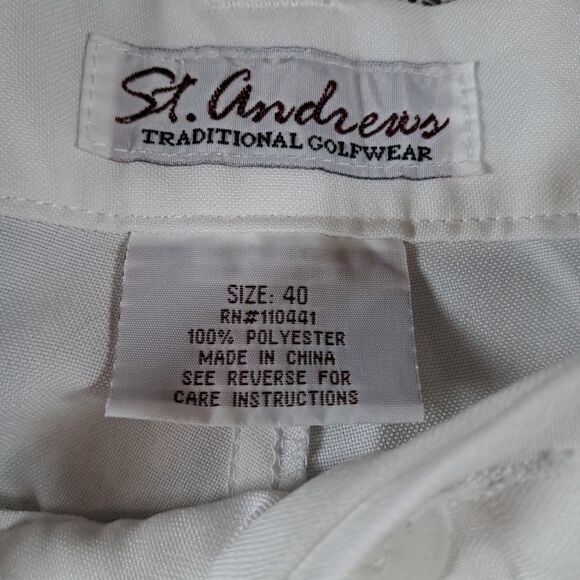 St. Andrews Mens Knickers Vintage Traditional Golfwear White Nylon Classic Sz 40 - Picture 6 of 9